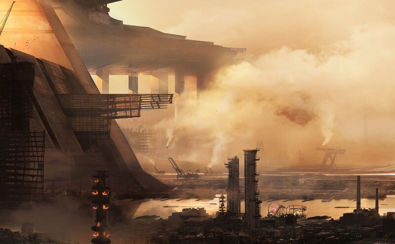Futuristic Industrial City — Orange