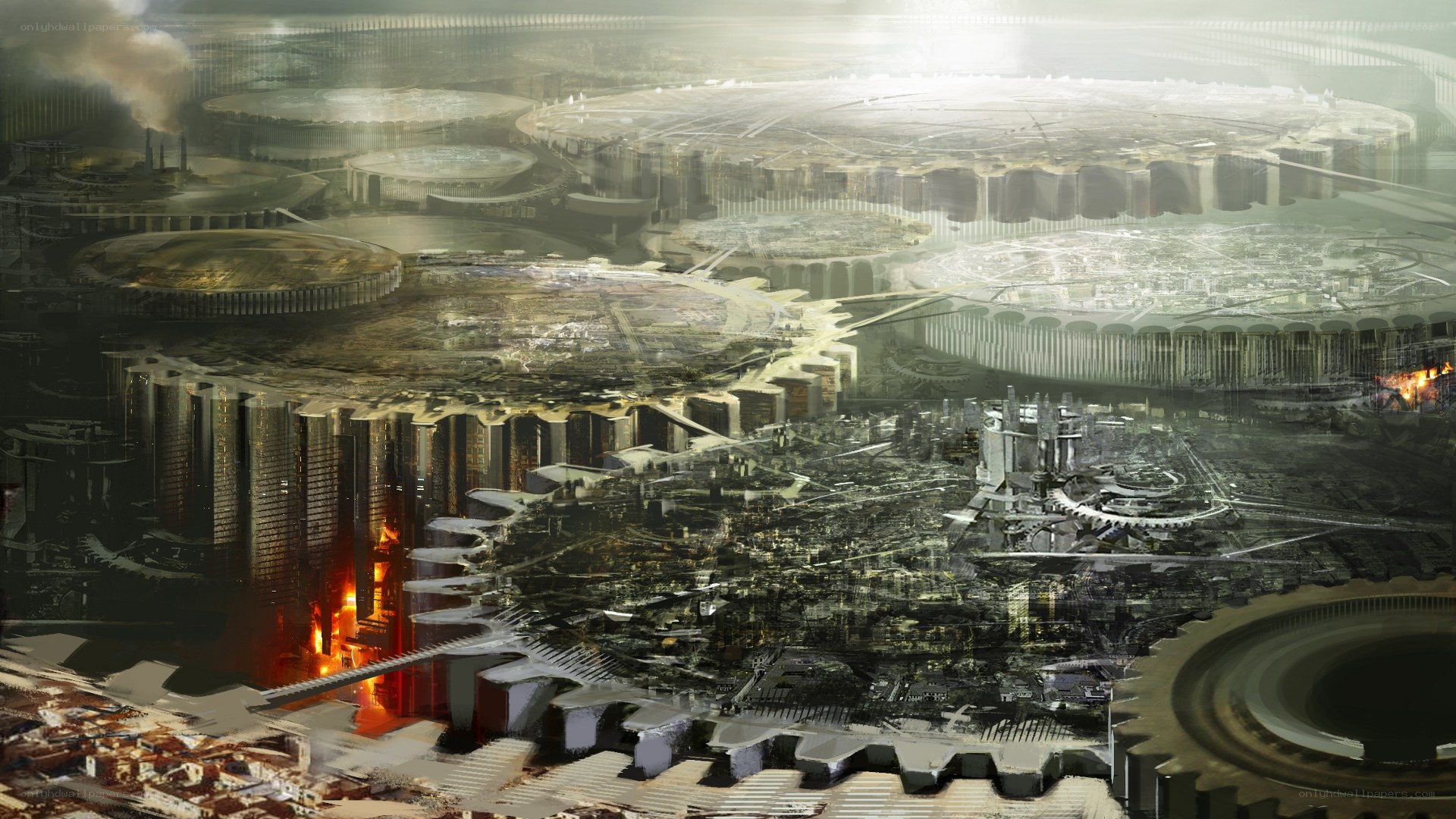 futuristic industrial cityscape