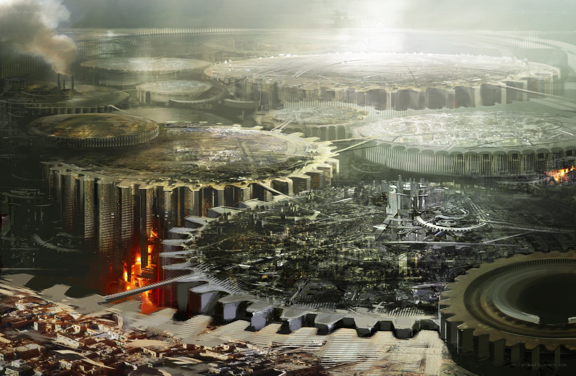 futuristic industrial cityscape