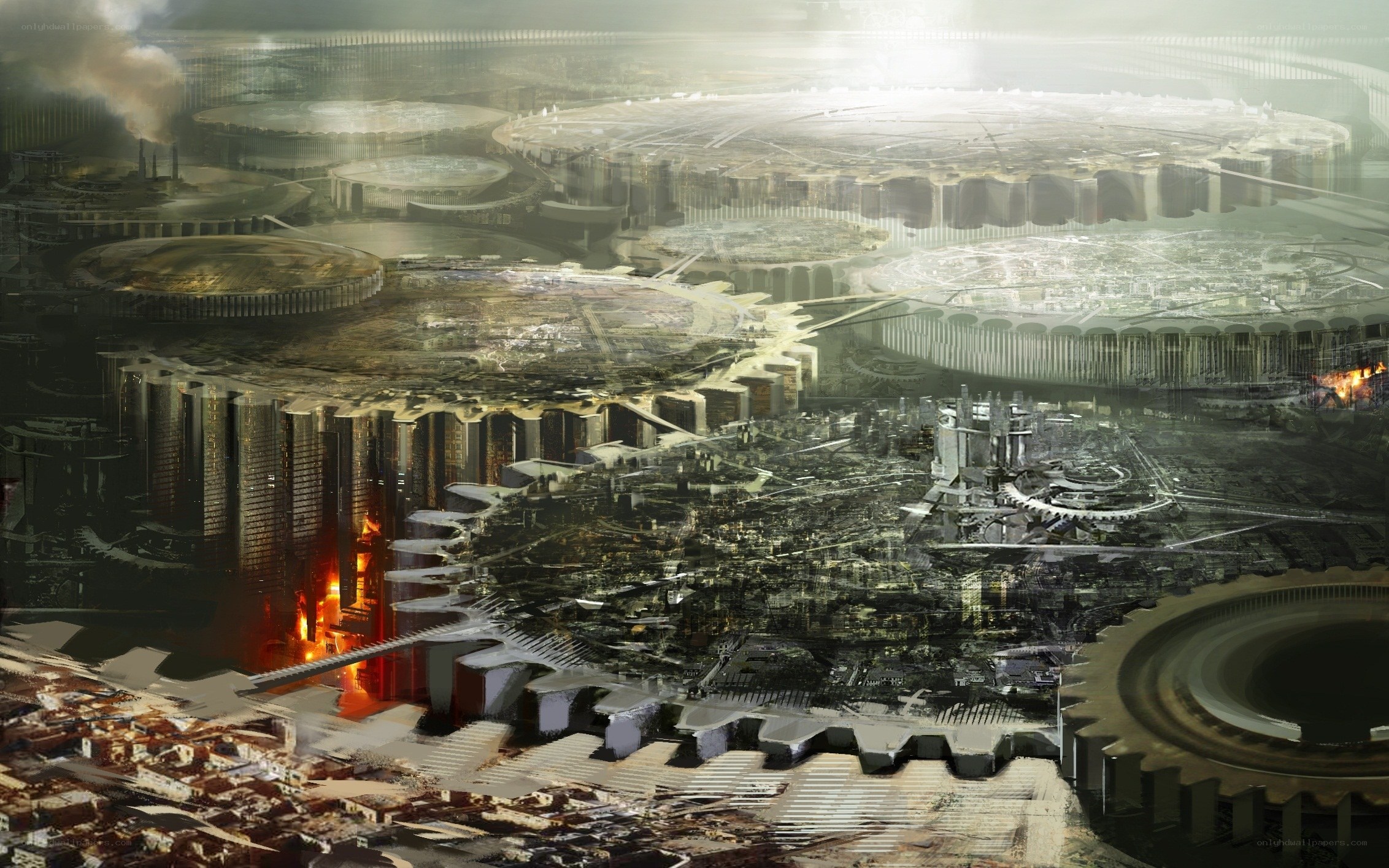 futuristic industrial cityscape