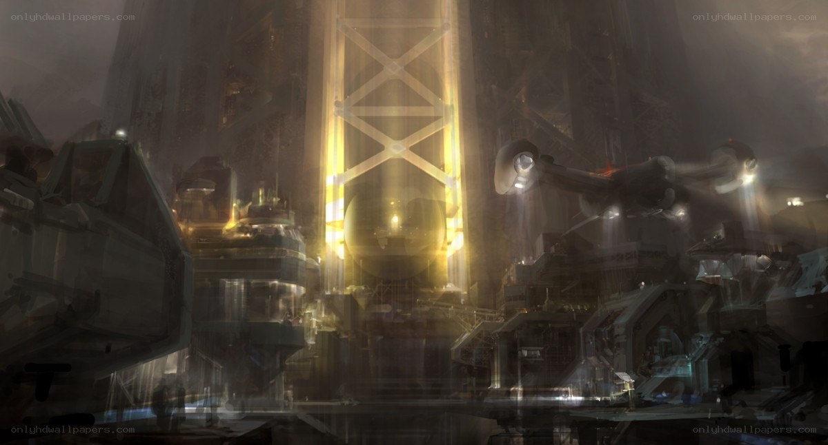 futuristic industrial cityscape