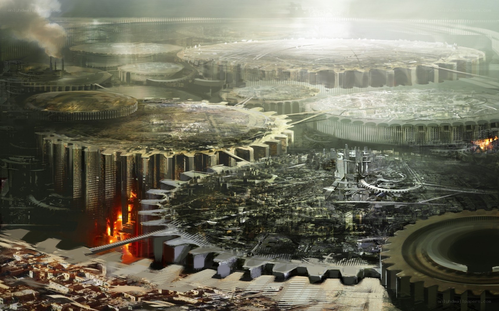 futuristic industrial cityscape