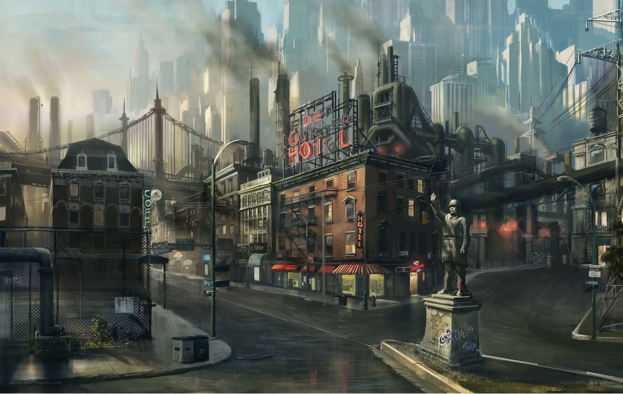 futuristic industrial cityscape