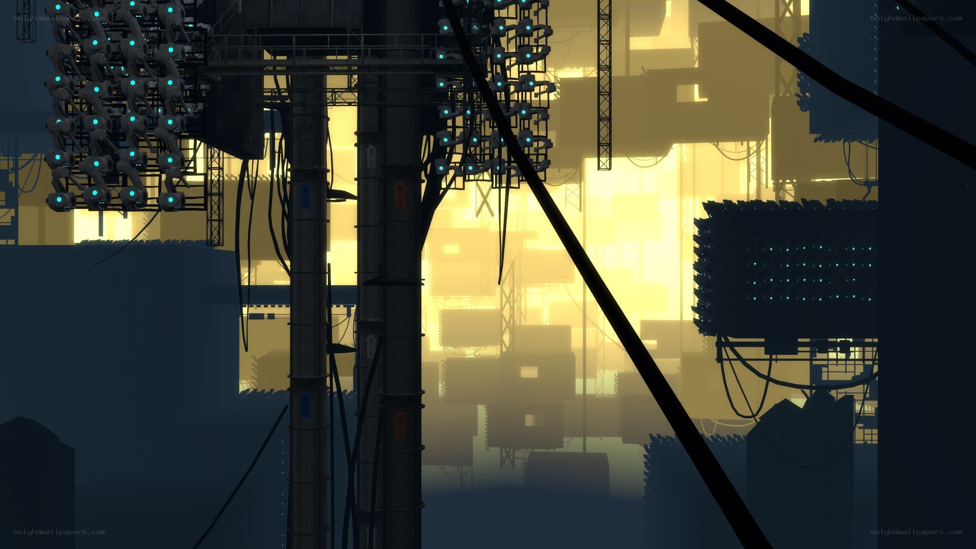 futuristic industrial cityscape