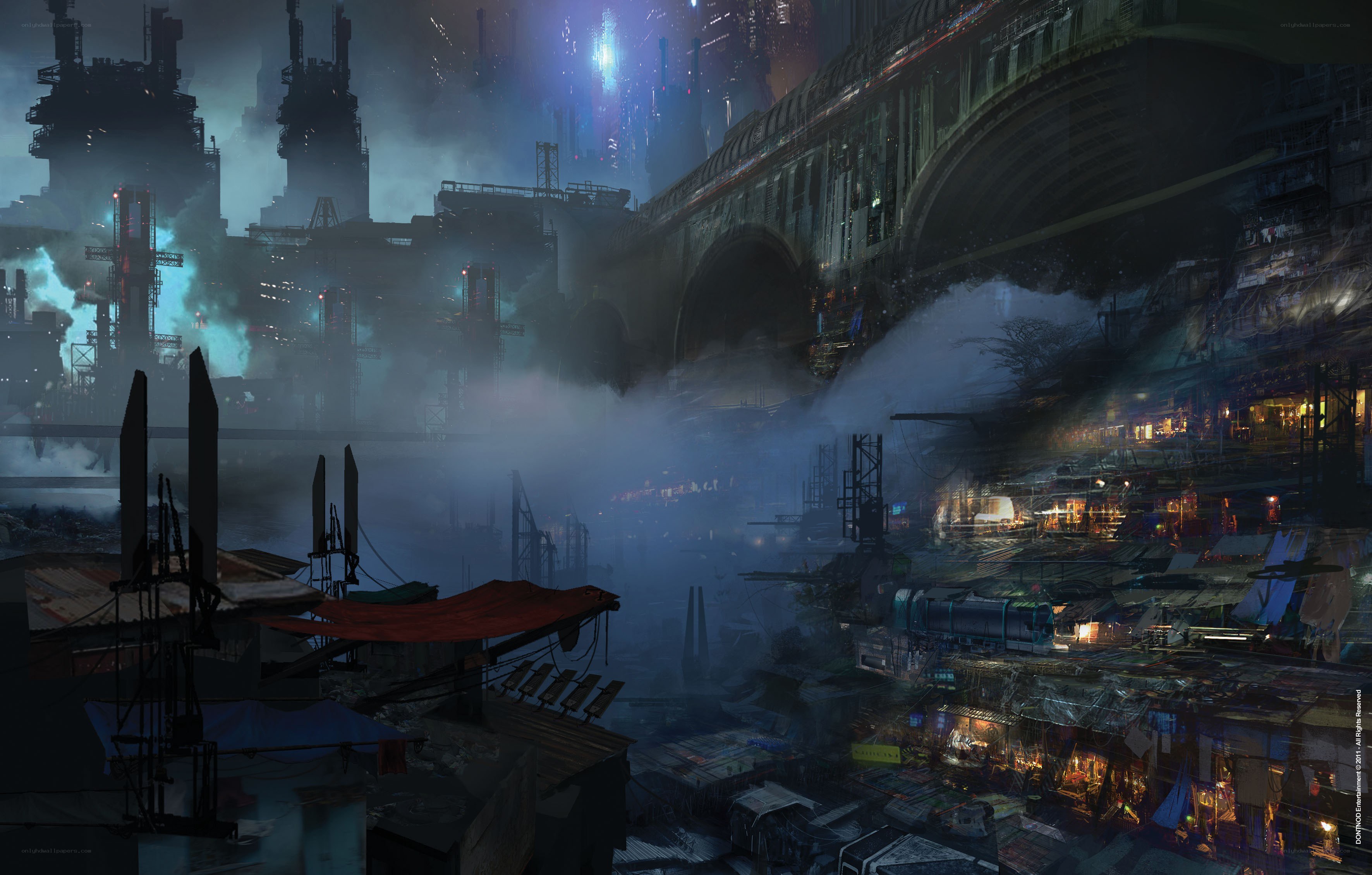 futuristic industrial cityscape