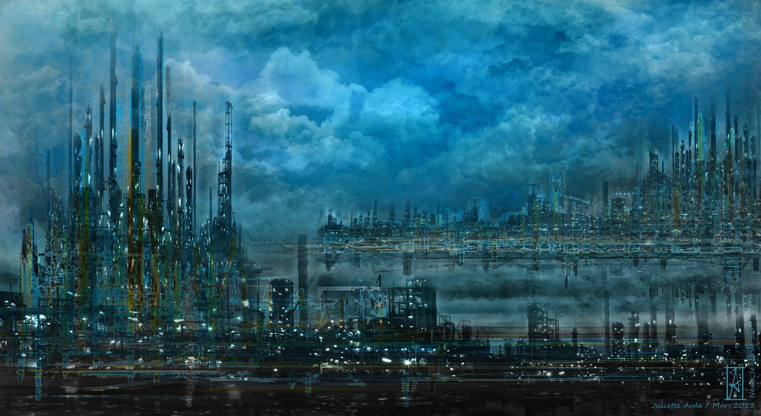 futuristic industrial cityscape