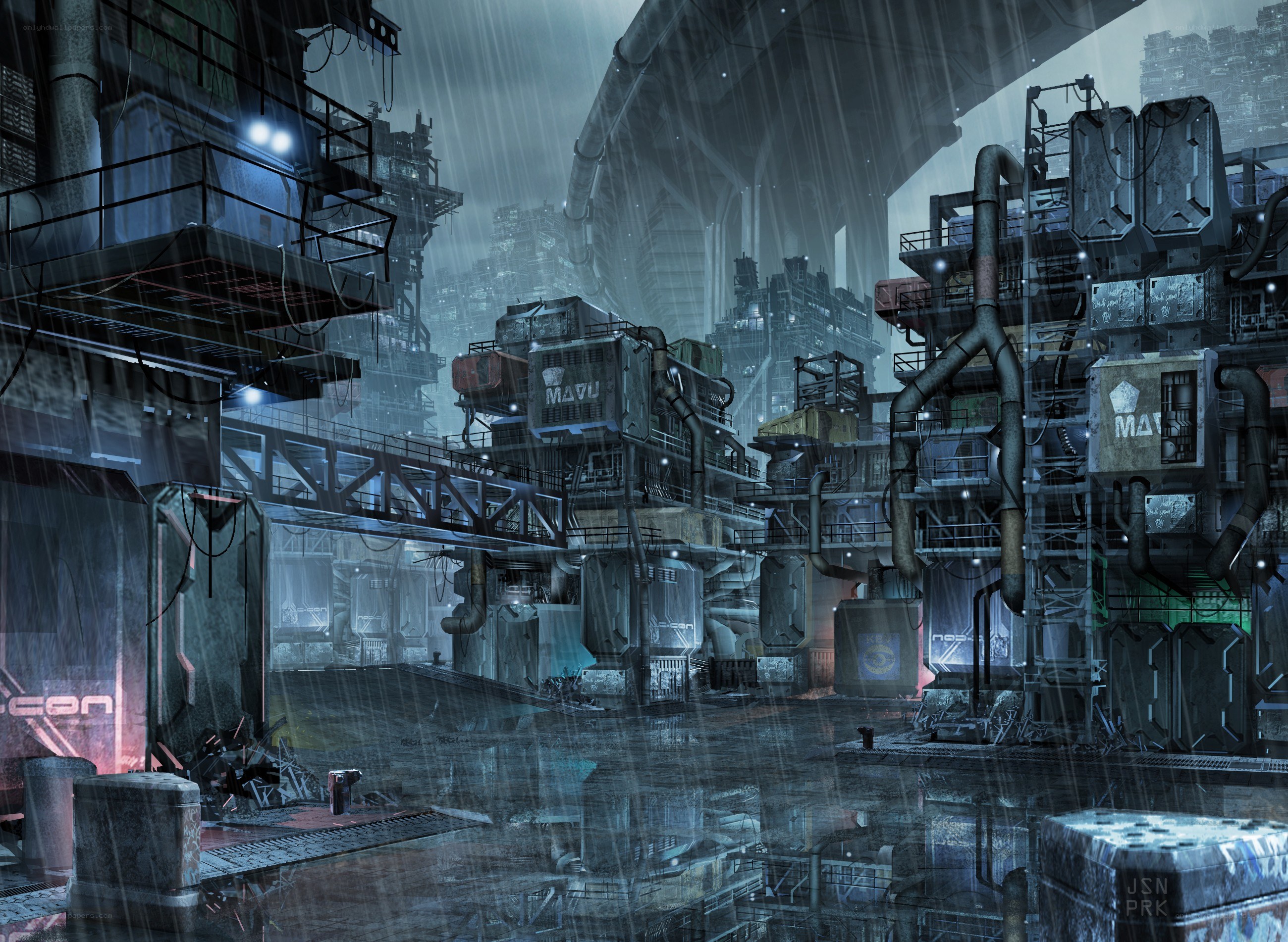 futuristic industrial cityscape