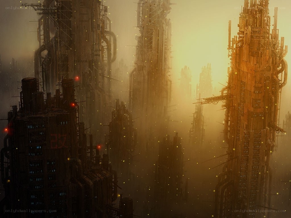 futuristic industrial cityscape
