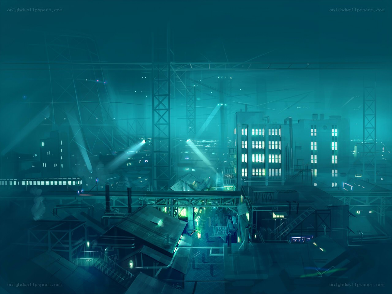futuristic industrial cityscape