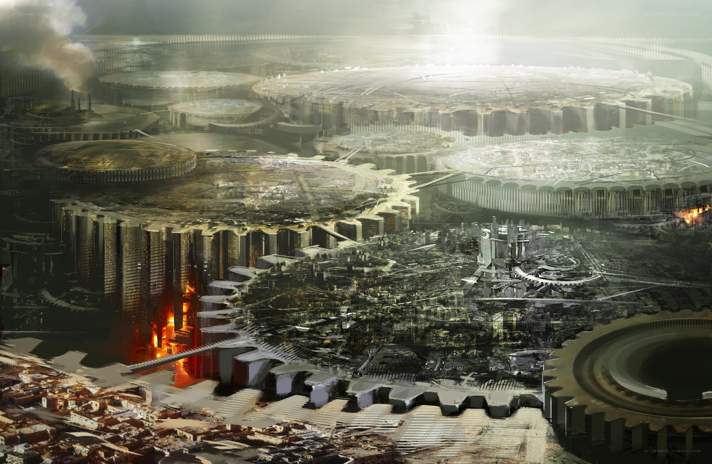 futuristic industrial cityscape