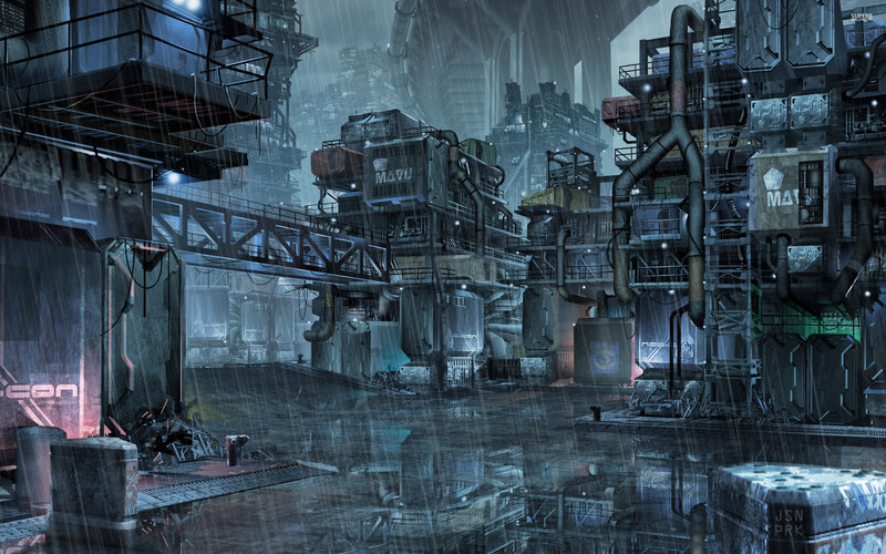Futuristic Industrial Complex — Blue