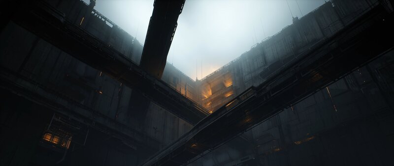 Futuristic Industrial Complex — Gray, Dark, Mysterious