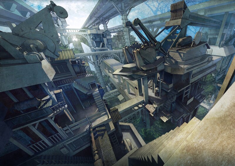 Futuristic Industrial Complex — Gray, Dramatic, Afternoon, Digital Art, Machinery