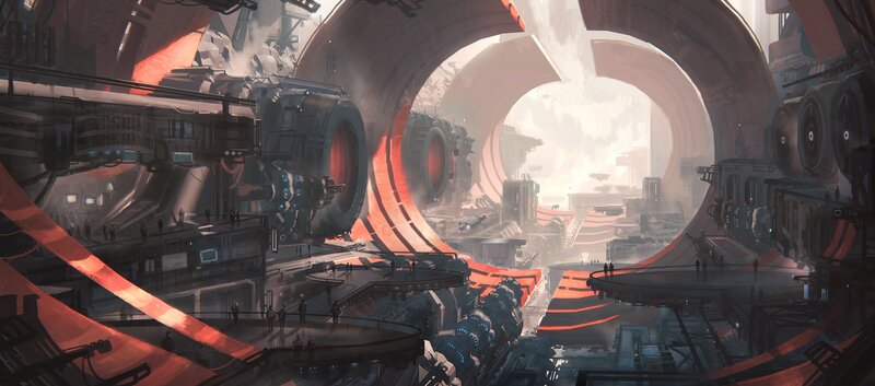 Futuristic Industrial Complex — Gray, Dramatic, Digital Art