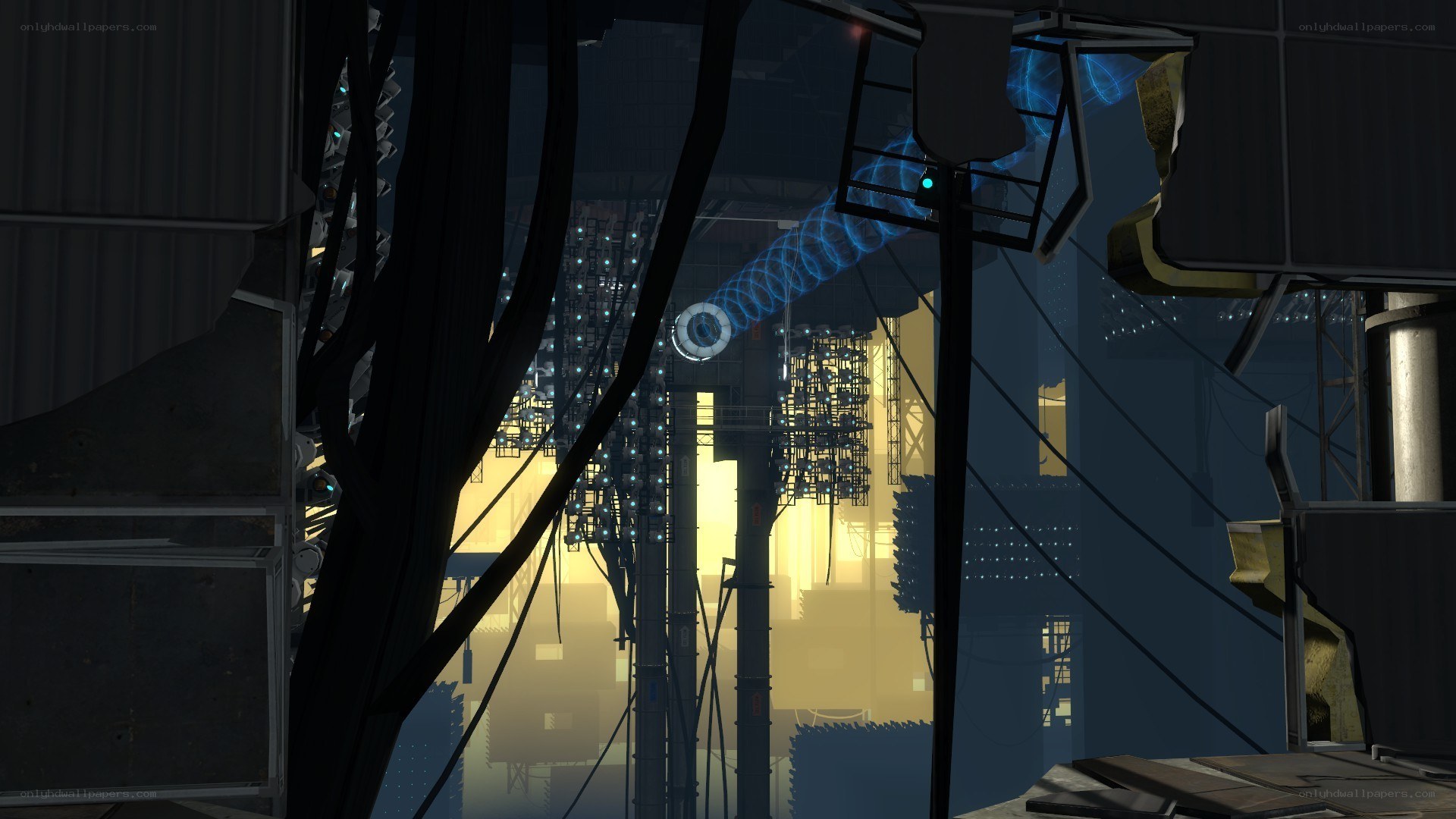futuristic industrial corridor