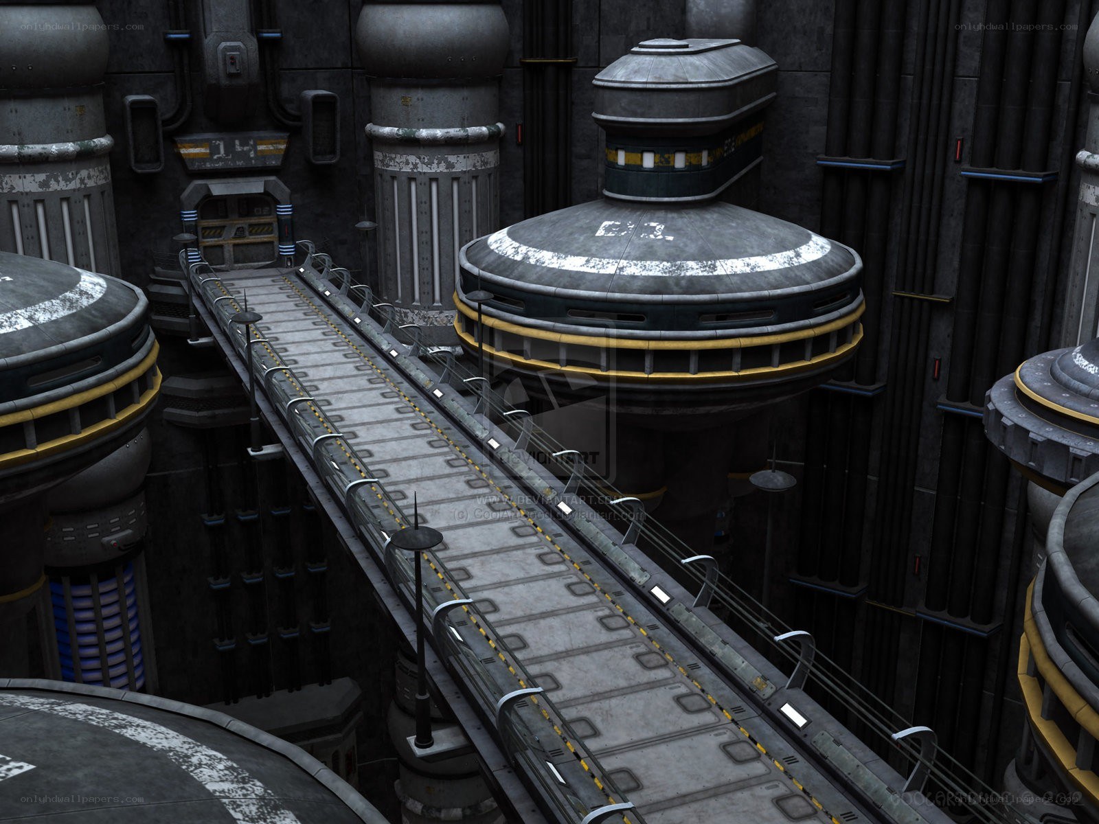 futuristic industrial corridor