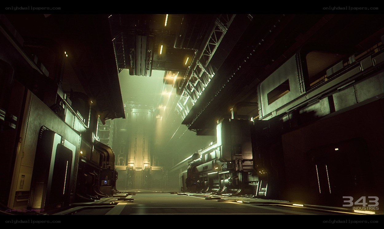 futuristic industrial corridor