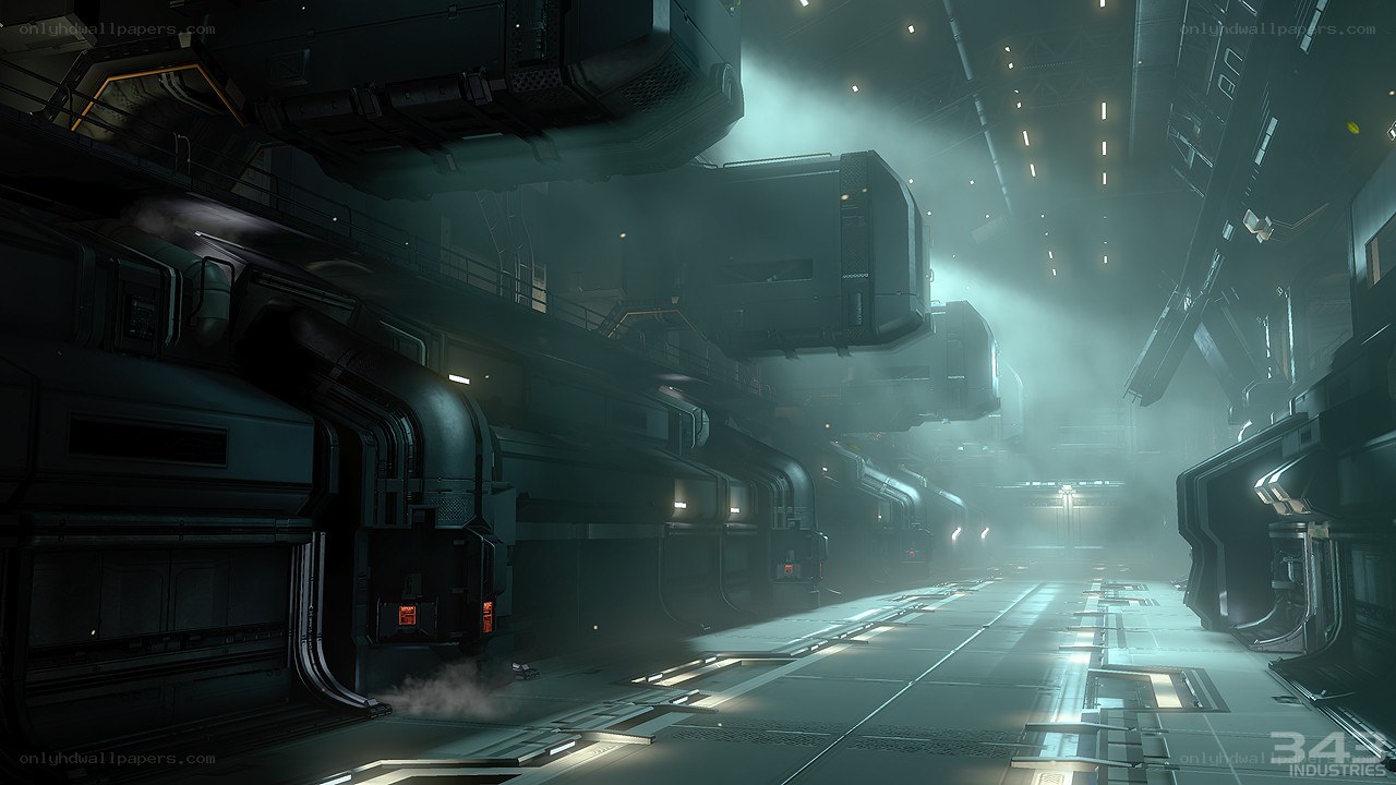 futuristic industrial corridor