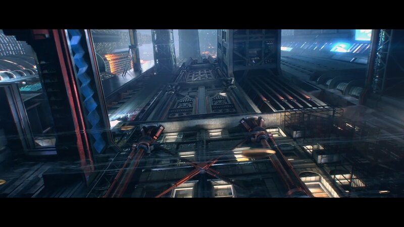 futuristic industrial corridor