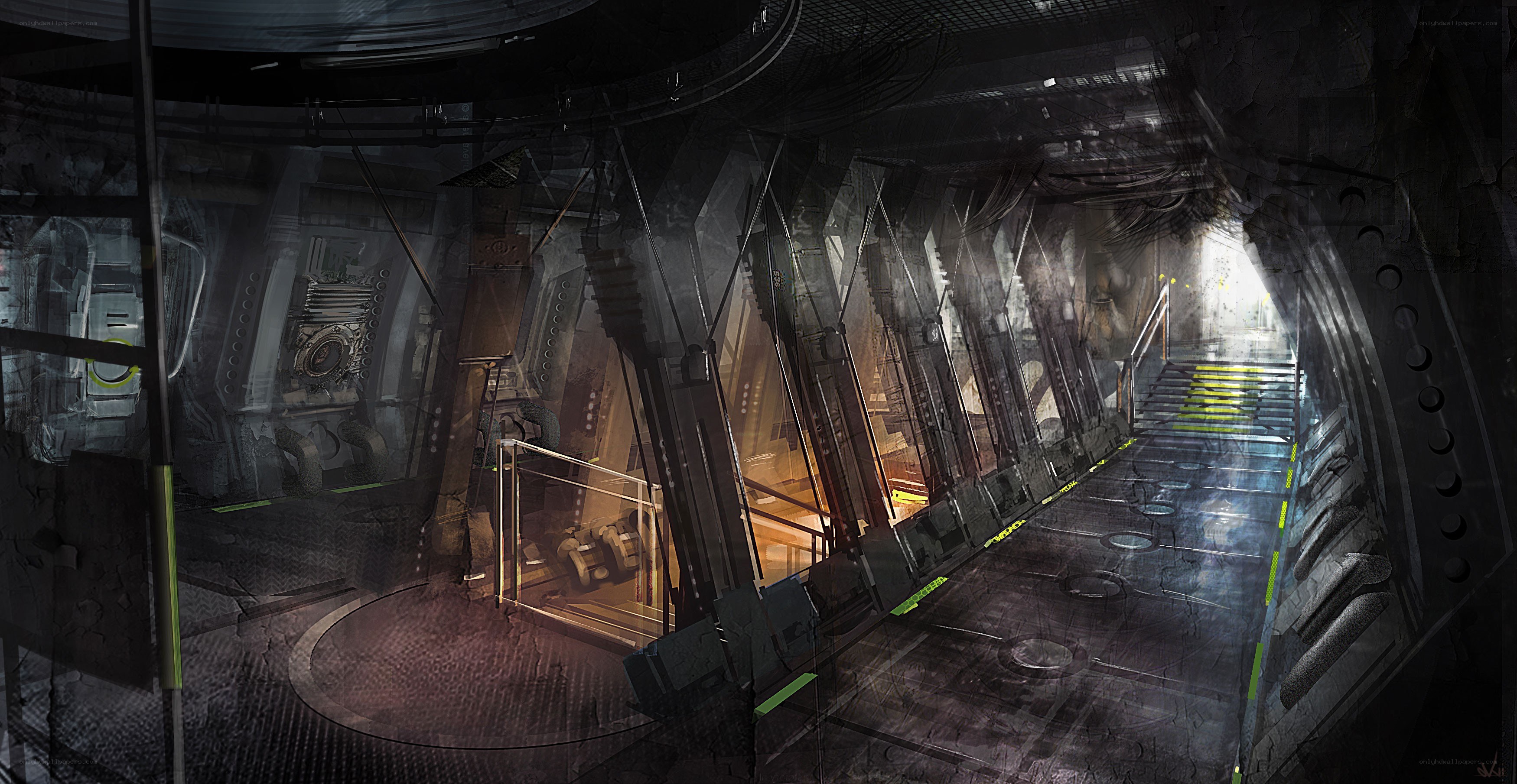 futuristic industrial corridor