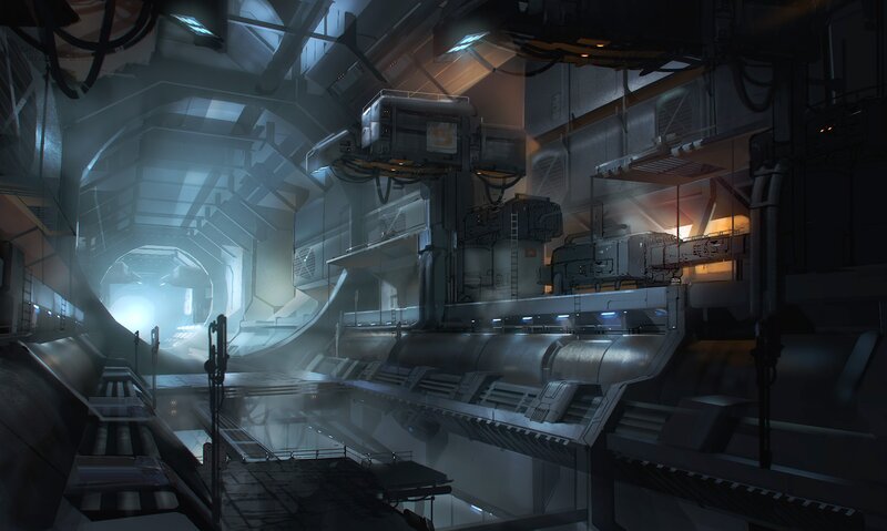 futuristic industrial corridor