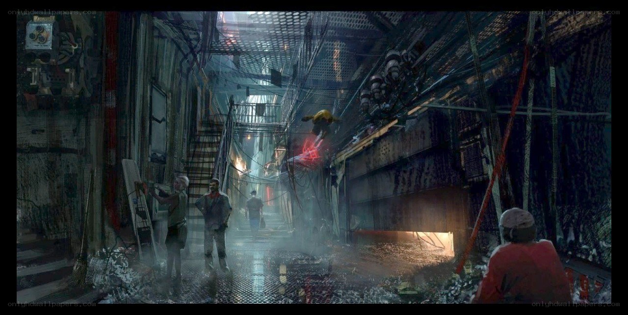 futuristic industrial corridor