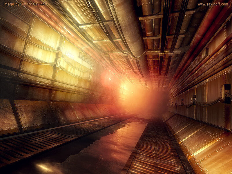 futuristic industrial corridor