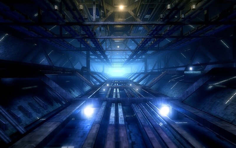 futuristic industrial corridor