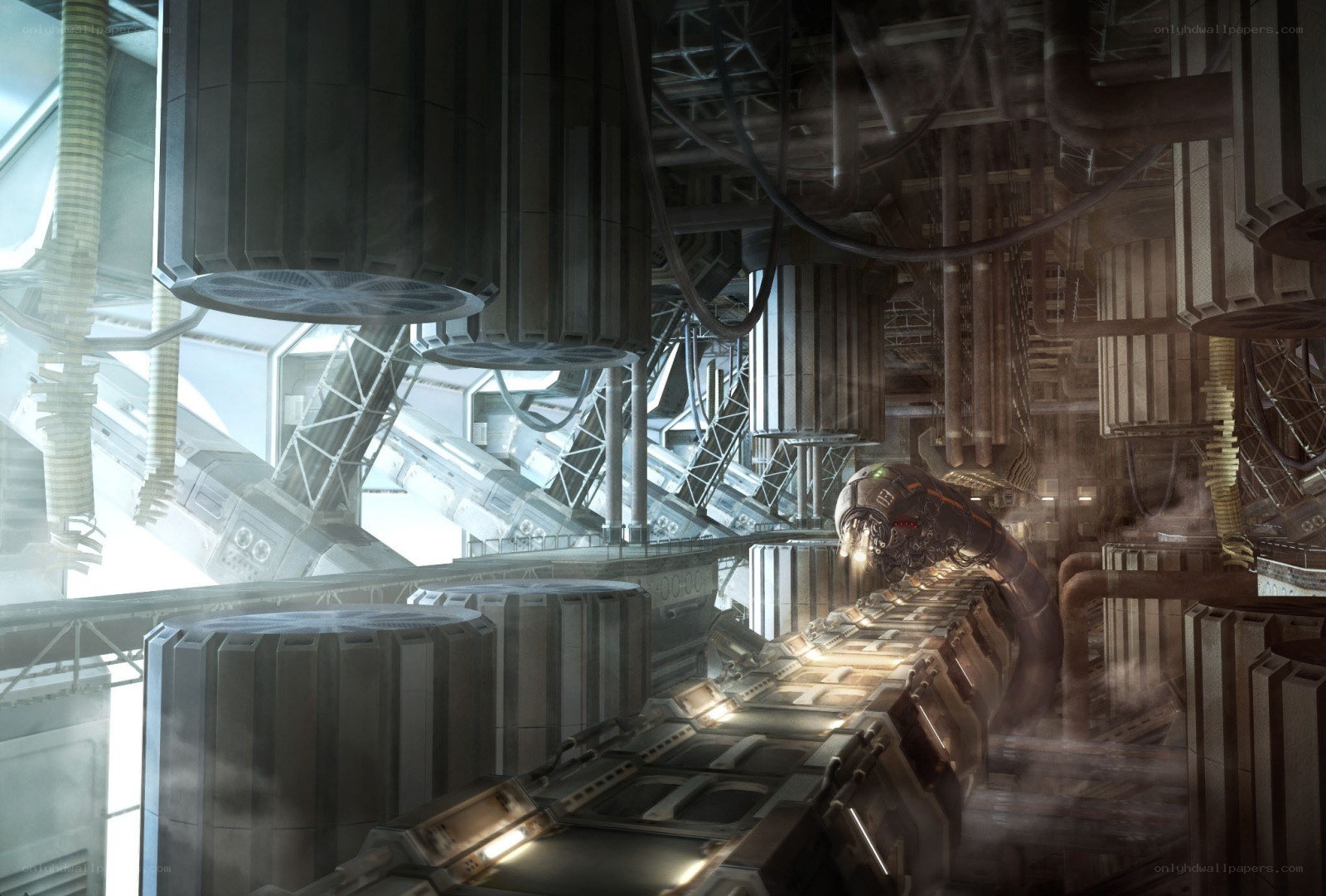 futuristic industrial corridor