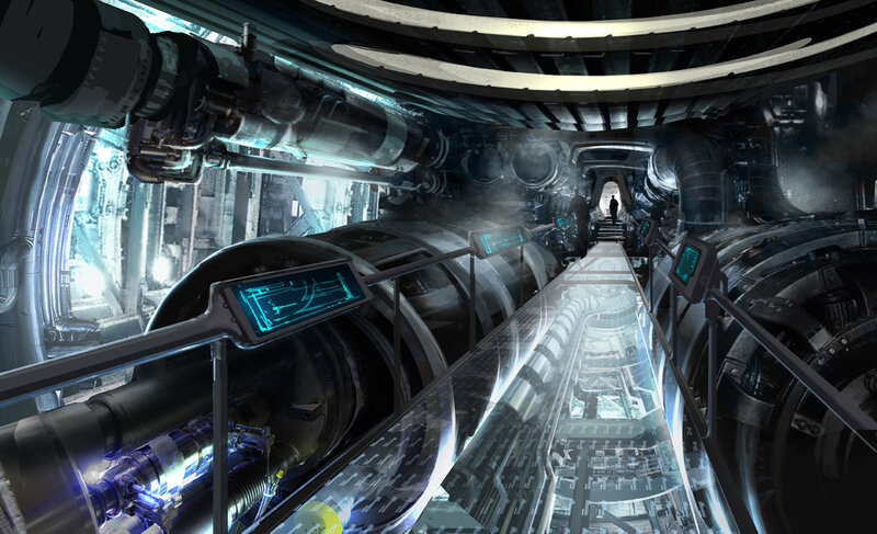 futuristic industrial corridor