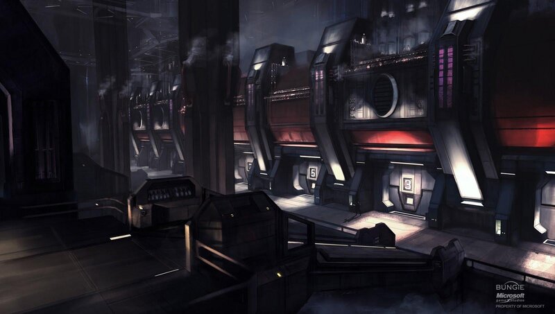 Futuristic Industrial Corridor — Black, Dramatic, Night