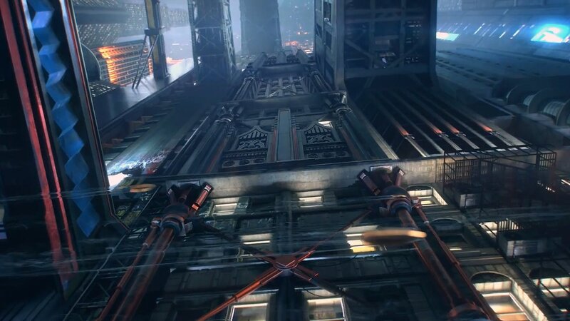 Futuristic Industrial Corridor — Gray, Dark, Industrial, Night