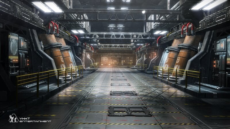 Futuristic Industrial Corridor — Gray