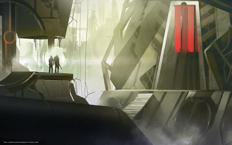 Futuristic industrial corridor