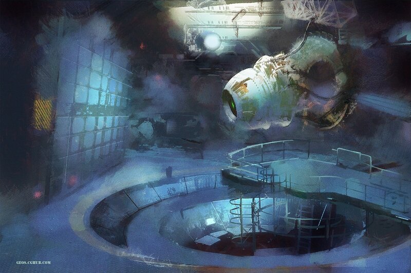 futuristic industrial facility