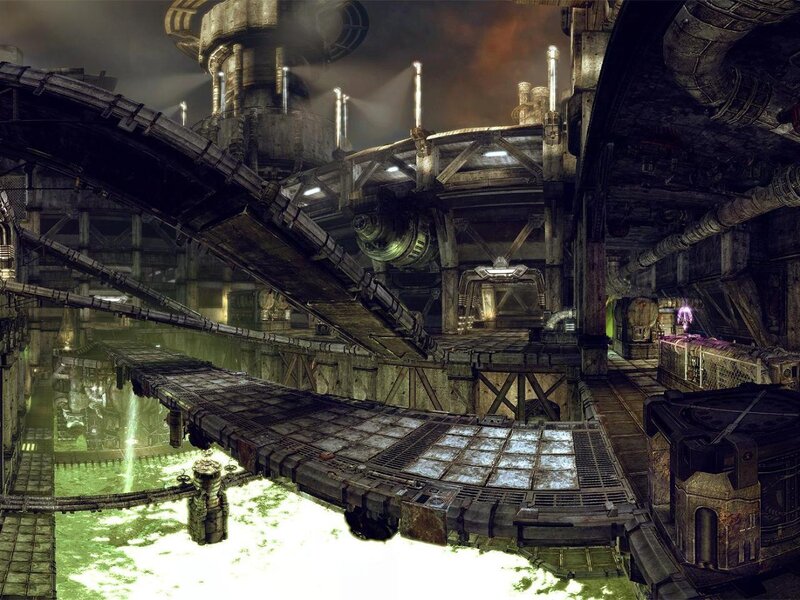futuristic industrial facility