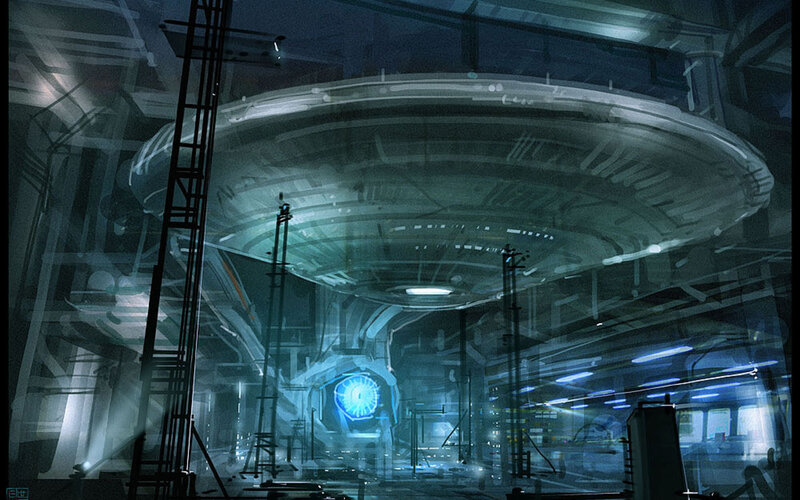 futuristic industrial facility