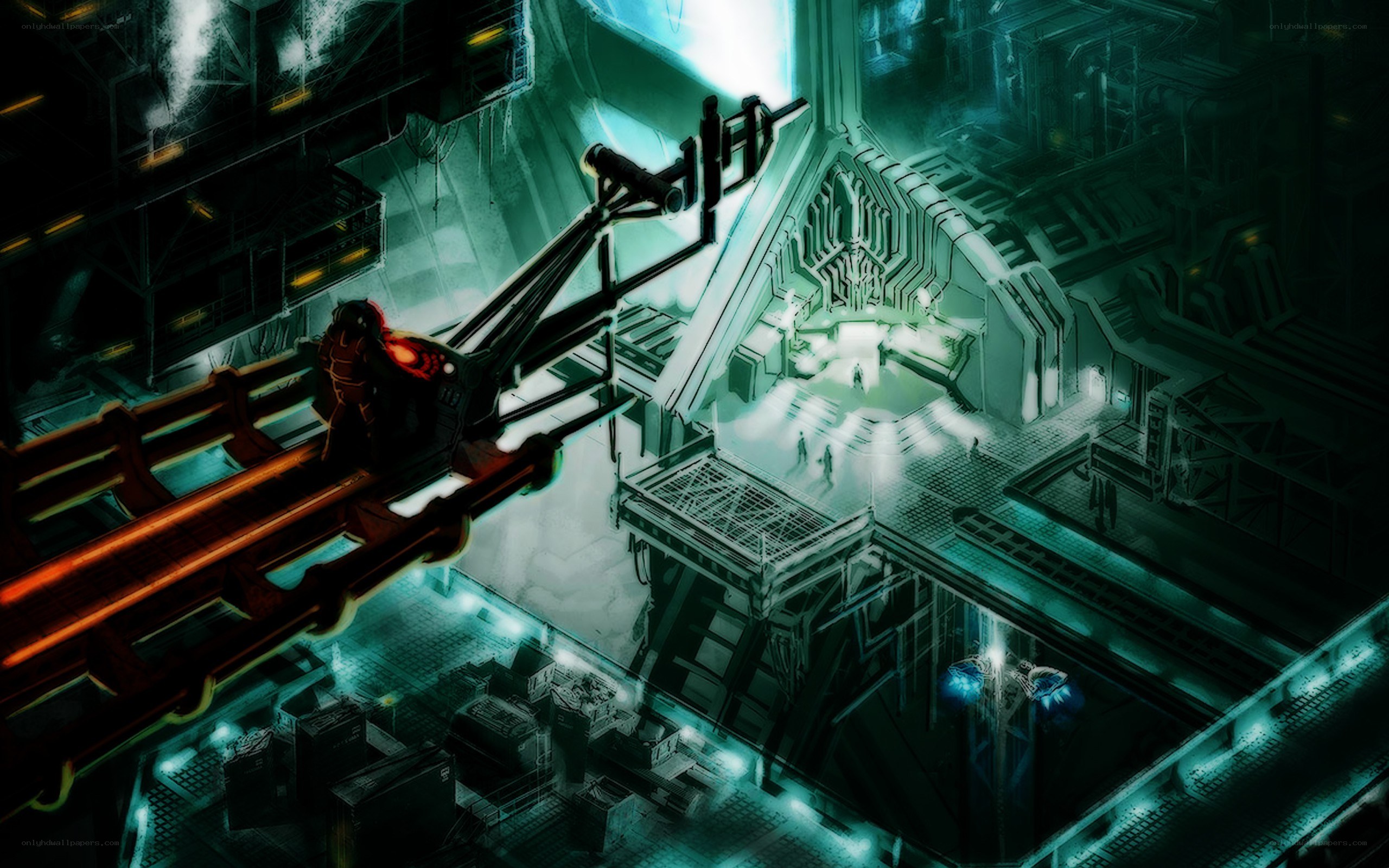 futuristic industrial interior