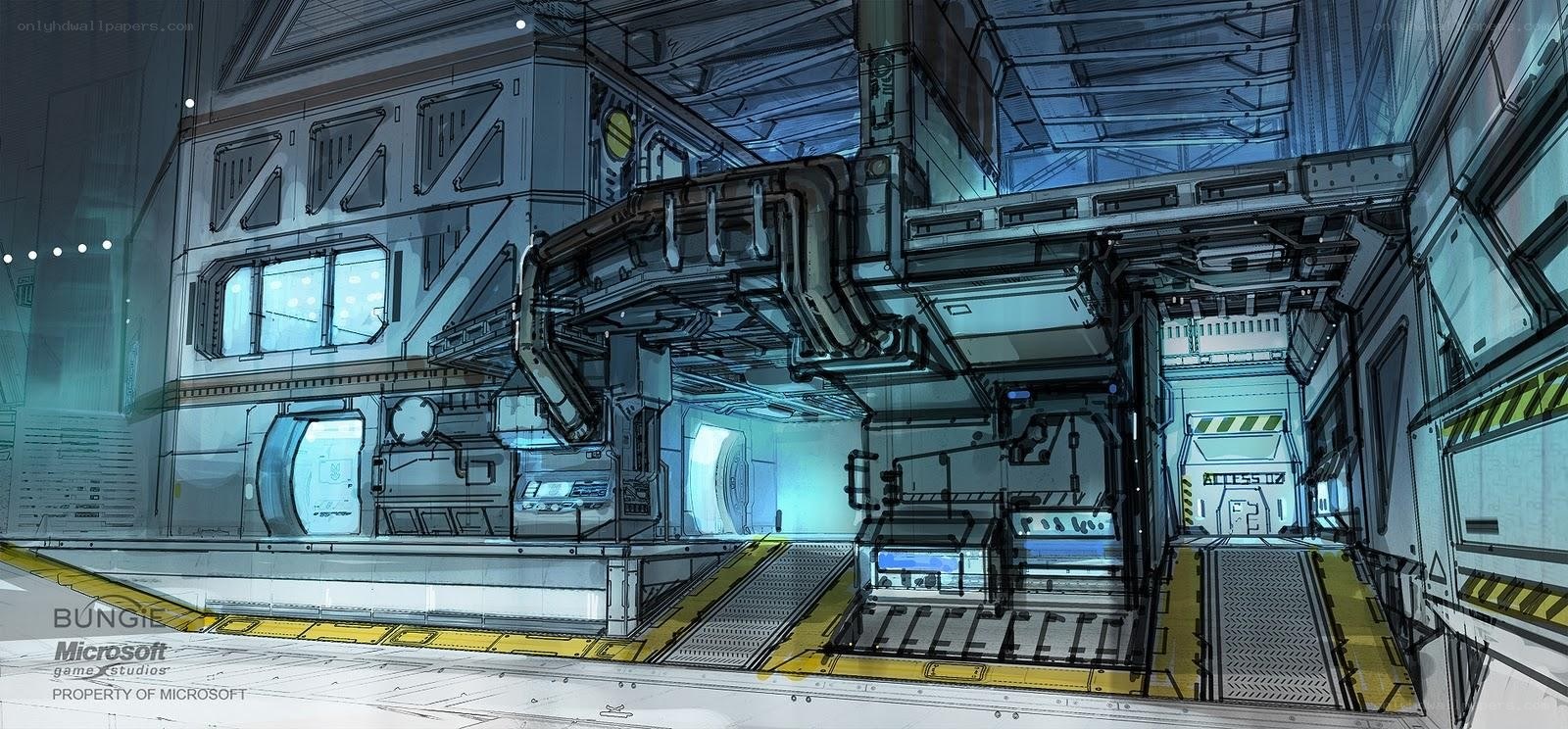 futuristic industrial interior