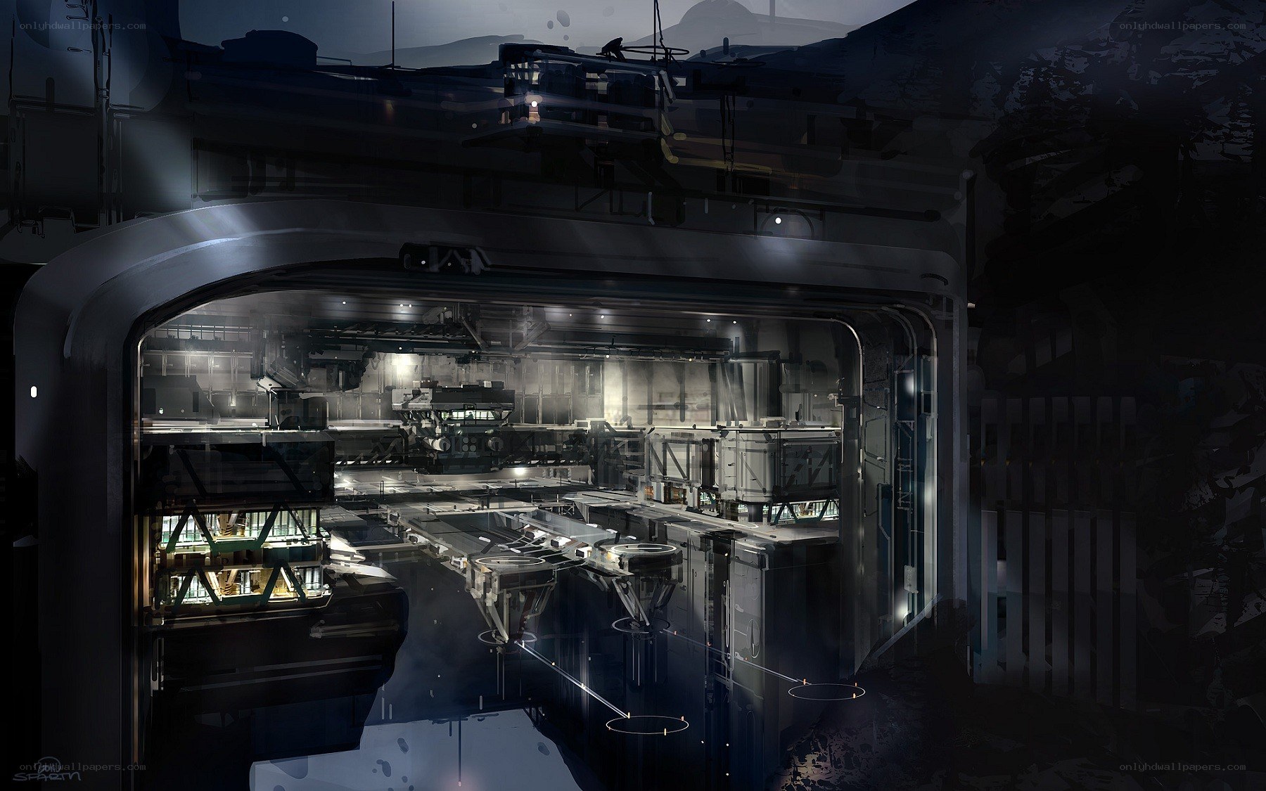 futuristic industrial interior