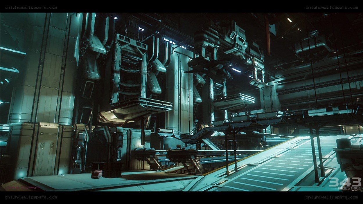 futuristic industrial interior