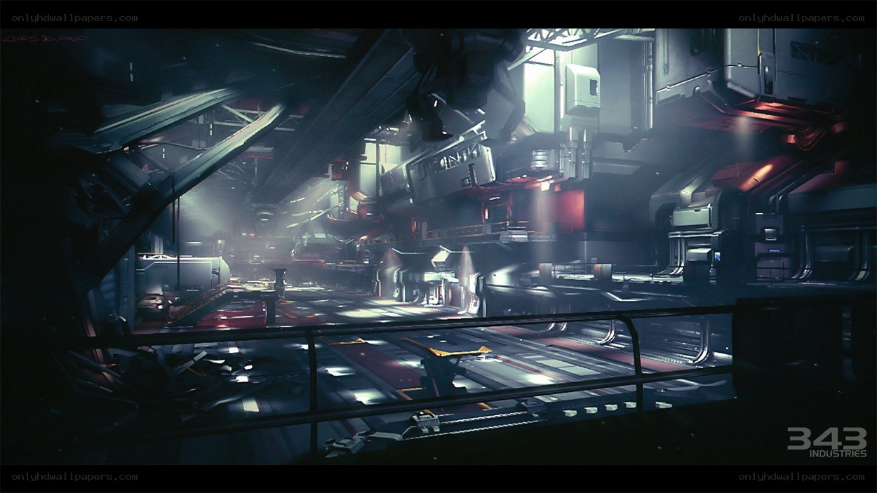 futuristic industrial interior