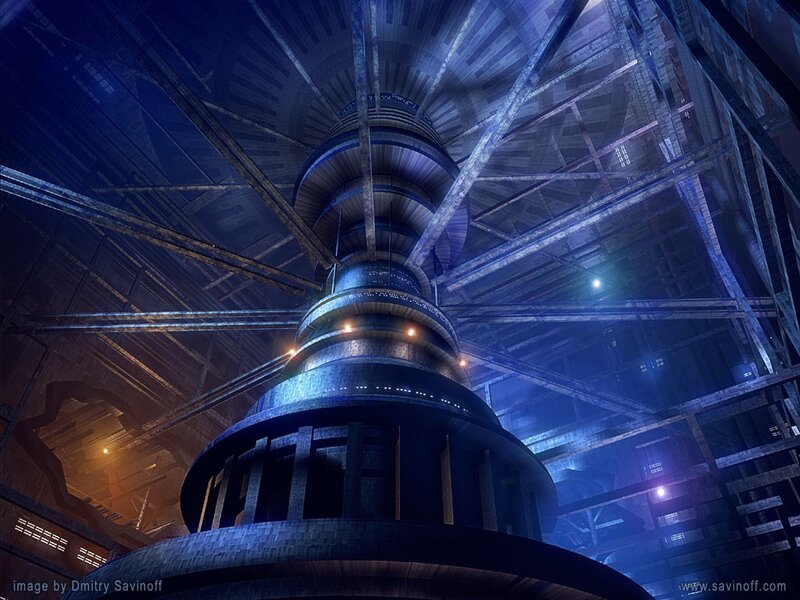 futuristic industrial interior