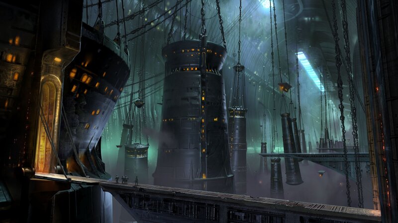 futuristic industrial interior