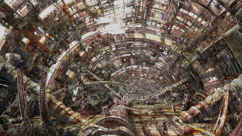futuristic industrial interior