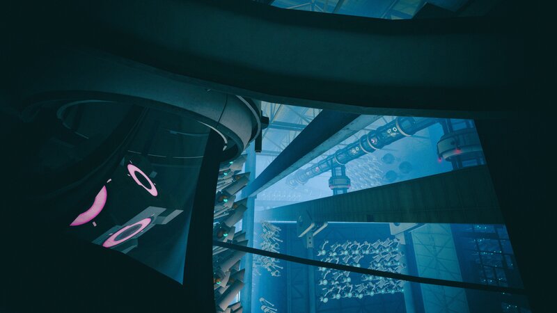 Futuristic Industrial Interior — Blue, Dark