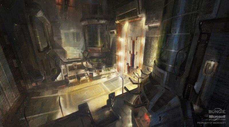 Futuristic Industrial Interior — Gray, Dramatic, Digital Art