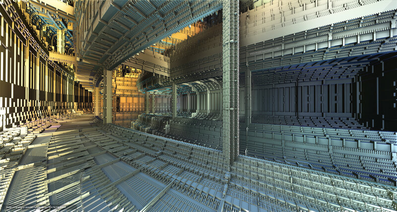 Futuristic Industrial Interior — Gray
