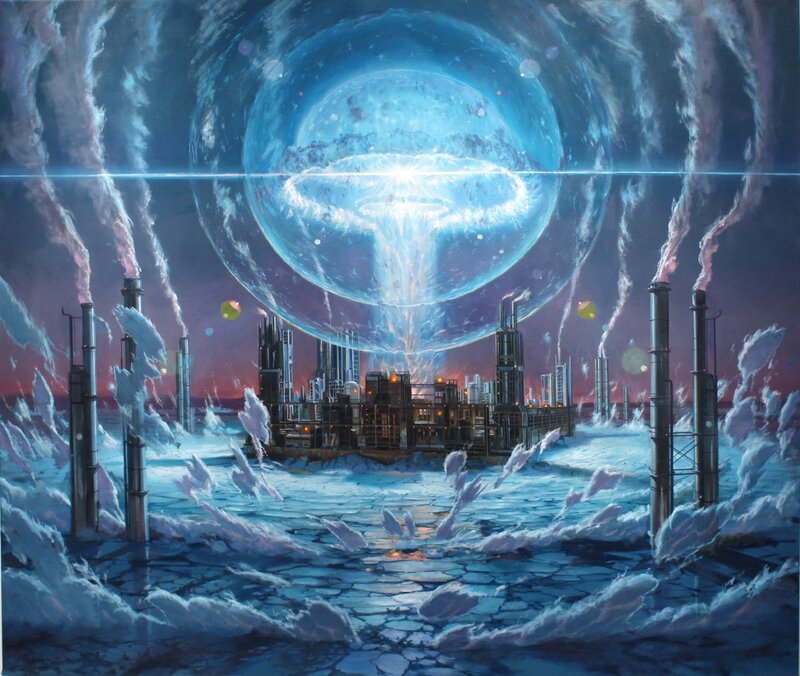 Futuristic industrial landscape