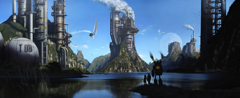 futuristic industrial landscape